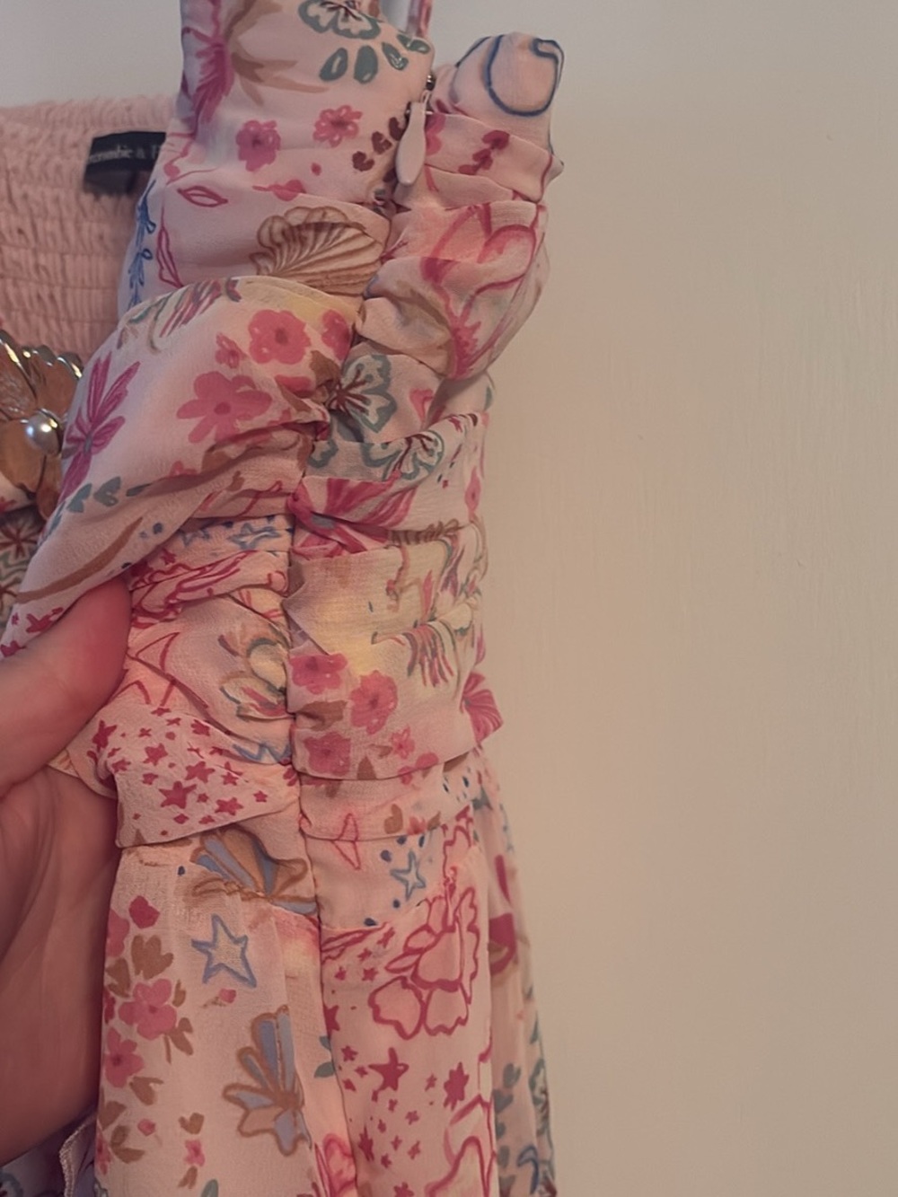 Abercrombie & Fitch Pink Floral Ruffle Strapless Maxi Dress - Picture 7 of 9